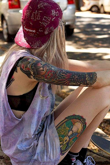 Tattoo surfer girl Zofia Klepacka's